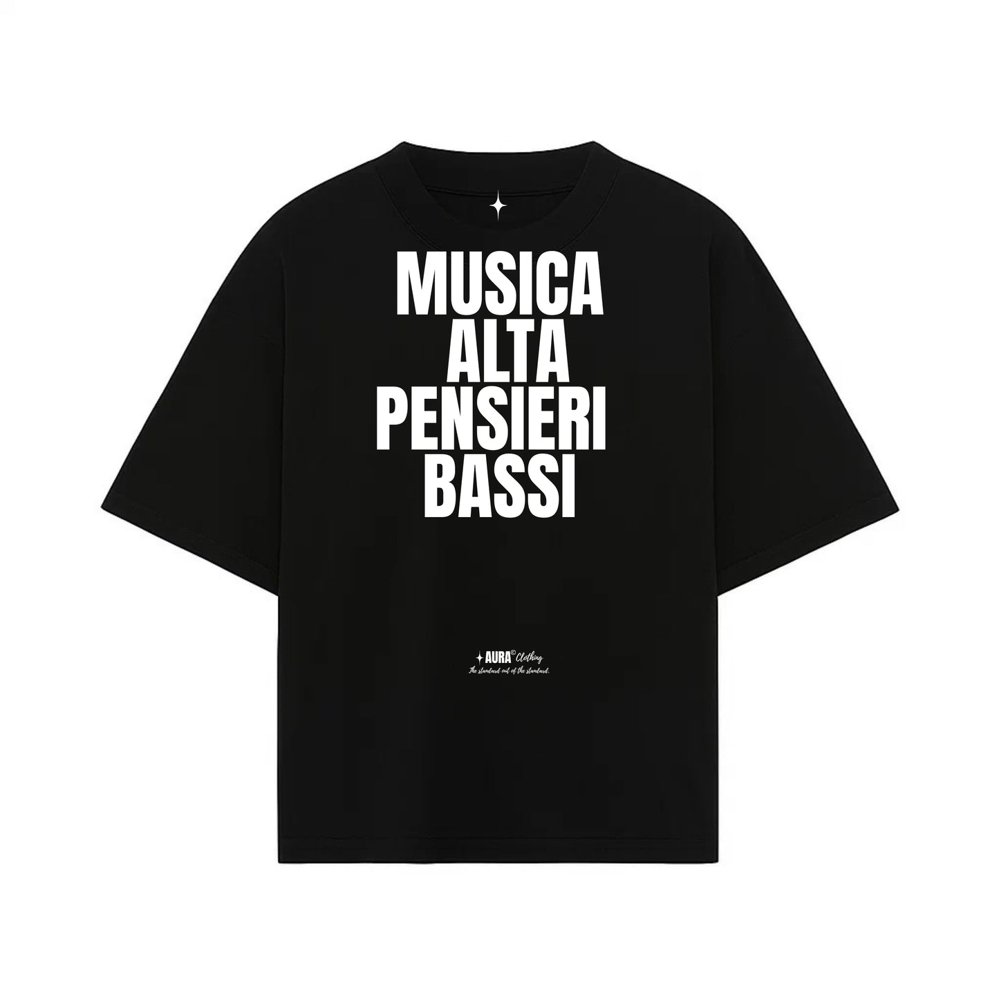 TSHIRT '' MUSICA ALTA PENSIERI BASSI '' BLACK