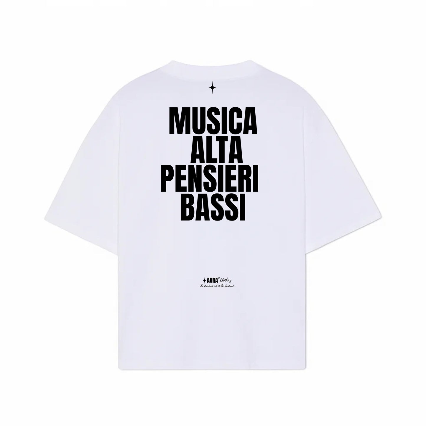 TSHIRT '' MUSICA ALTA PENSIERI BASSI '' WHITE